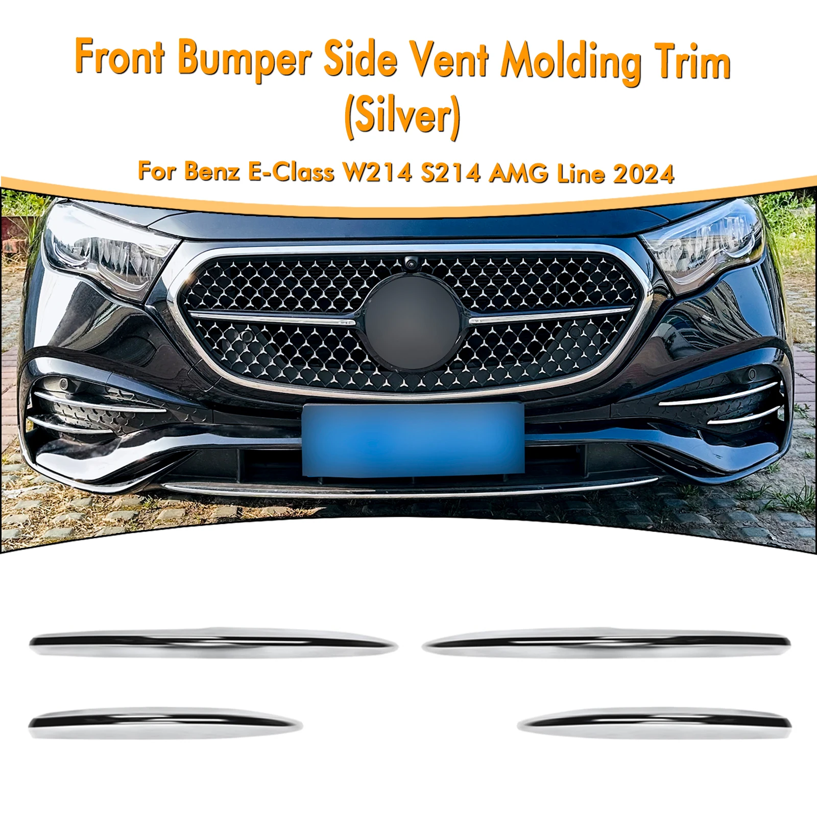 

For Mercedes Benz E Class W214 S214 AMG Line 2024 Front Bumper Side Air Vent Canards Trims Fog Light Intake Frame Cover Spoiler