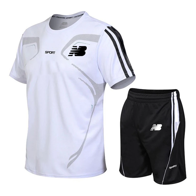 

2026 Men's Quick-Drying Short-Sleeved Shorts Suit Sportswear Men's Leisure Sports Running Fitness T-Shirt Shorts Set M-4XL