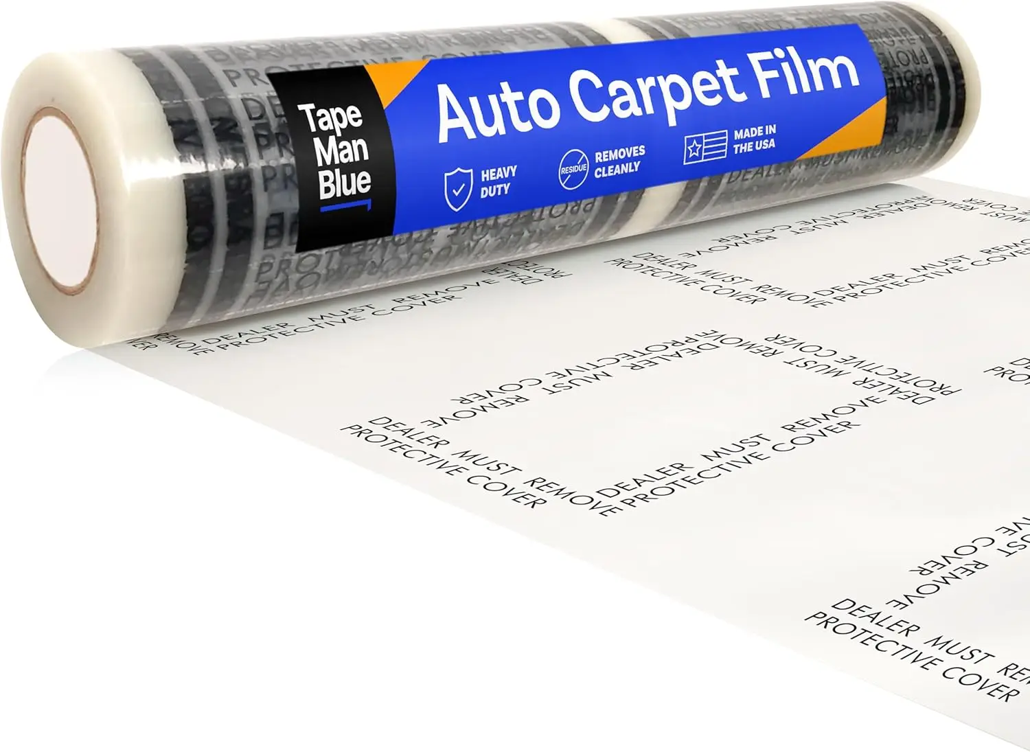 

Auto Carpet Film, 24” Roll with 21” Perforation, 4 Mils Thick, Dealer Must Remove Protective Cover, Plastic Floor Mats for Car C