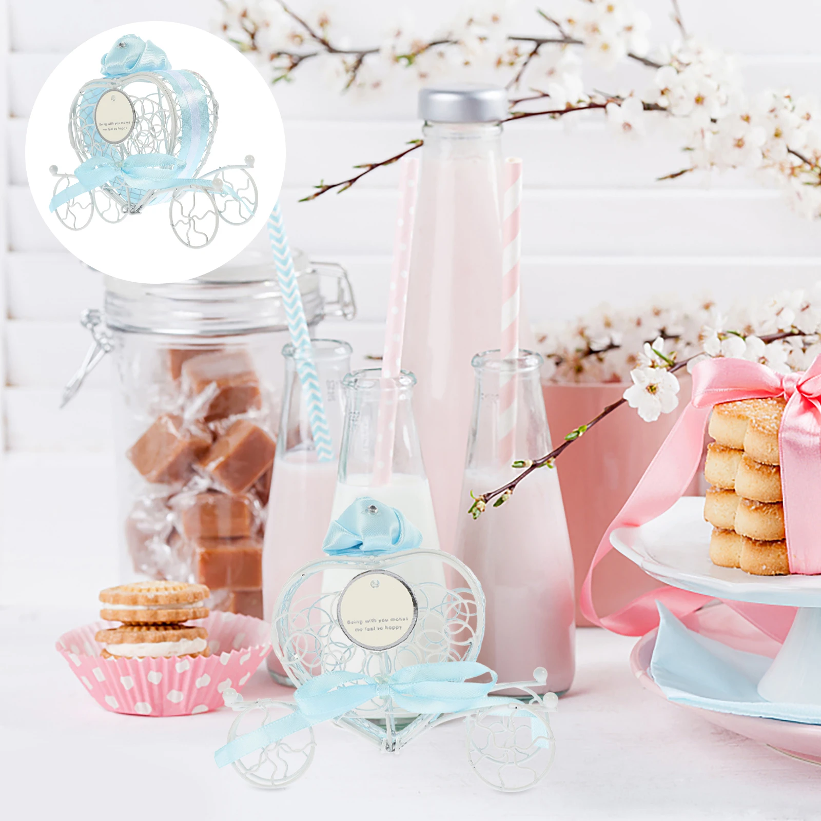 

4pcs Heart Cart C European Style Dessert Table Party Favors Storage Boxes Chocolate Decor Gifts Wedding Baby Shower