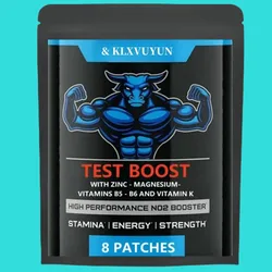 Testosterone Booster For Men 8 Transdermal Patches, With Zinc Patches Made In Usa. 8 Weeks Supply.