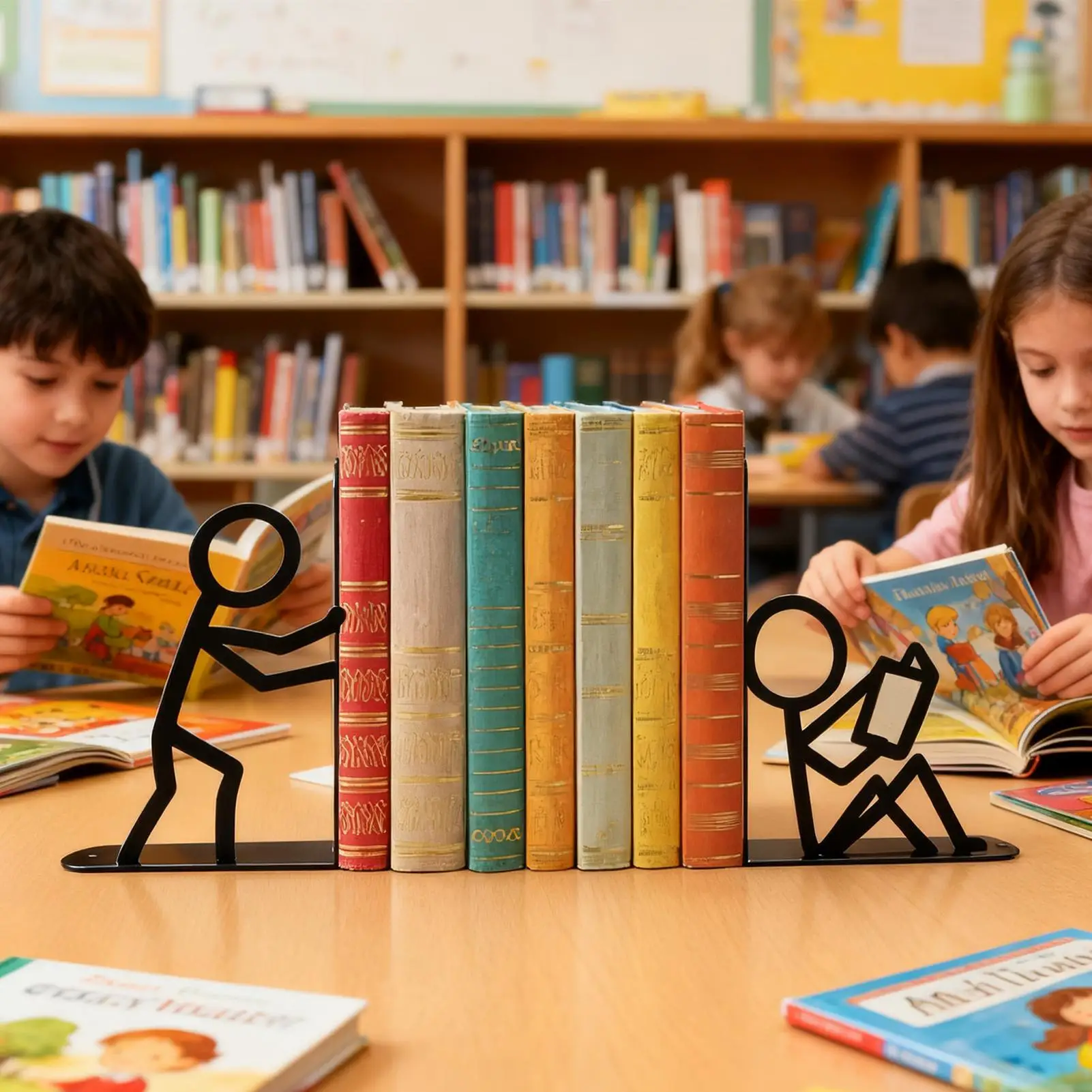 

Абстрактный железный держатель для книг, экономящий место, органайзер, нескользящий вертикальный зажим для книг для книжных полок и библиотечных столов