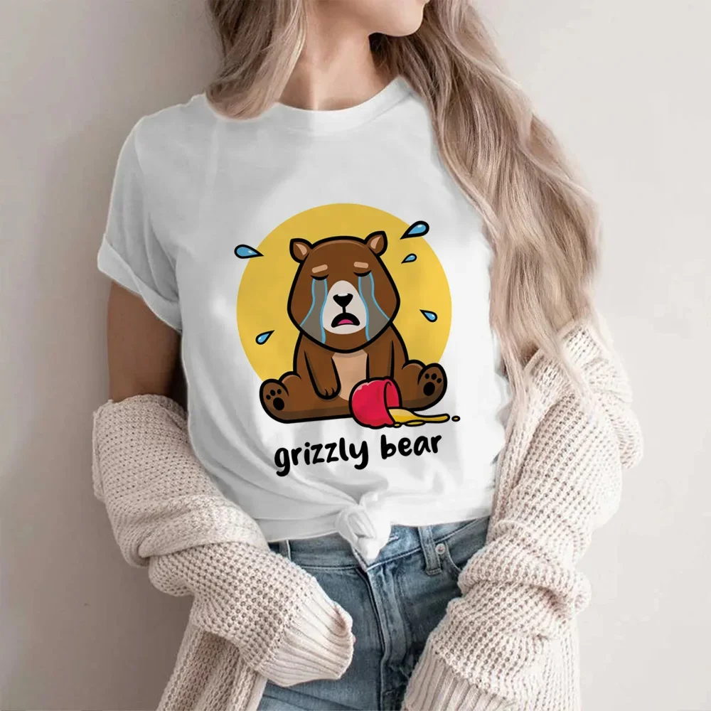 American Street Creative Funny Cartoon Bears Graphic T-Shirt Men\'s Women\'s Harajuku Casual Versatile Couple Short Sleeve Tops