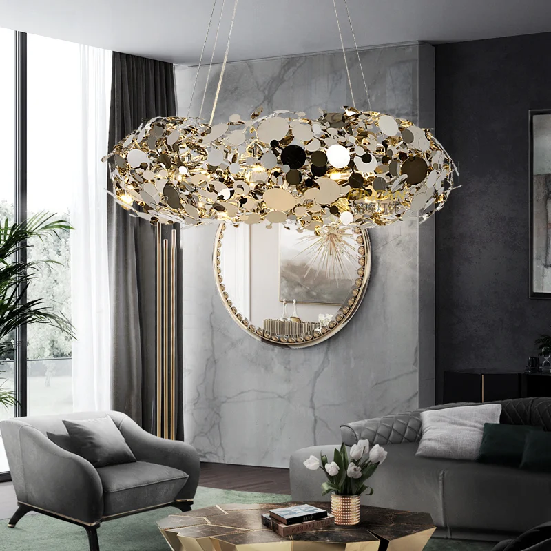 Chrome pendant light Luxury silver gold light Stainless Steel designer lampe Restaurant Bedroom Cafe kitchen island lighting