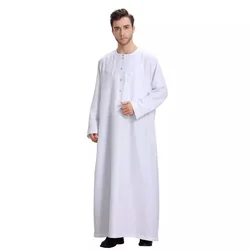 Eid Al-Fitr Muslim Men's Solid Color Long-sleeved Robes, Saudi Arabian, Middle Eastern, Turkish Muslim Men's Clothing S-3XL