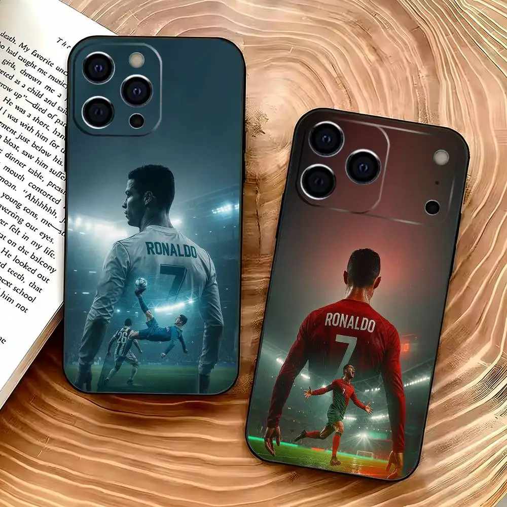 

Football R-Ronaldo Phone Case For iPhone 17,16,15,14,13,12,11 Plus,Pro Max,XS,Soft Black Cover