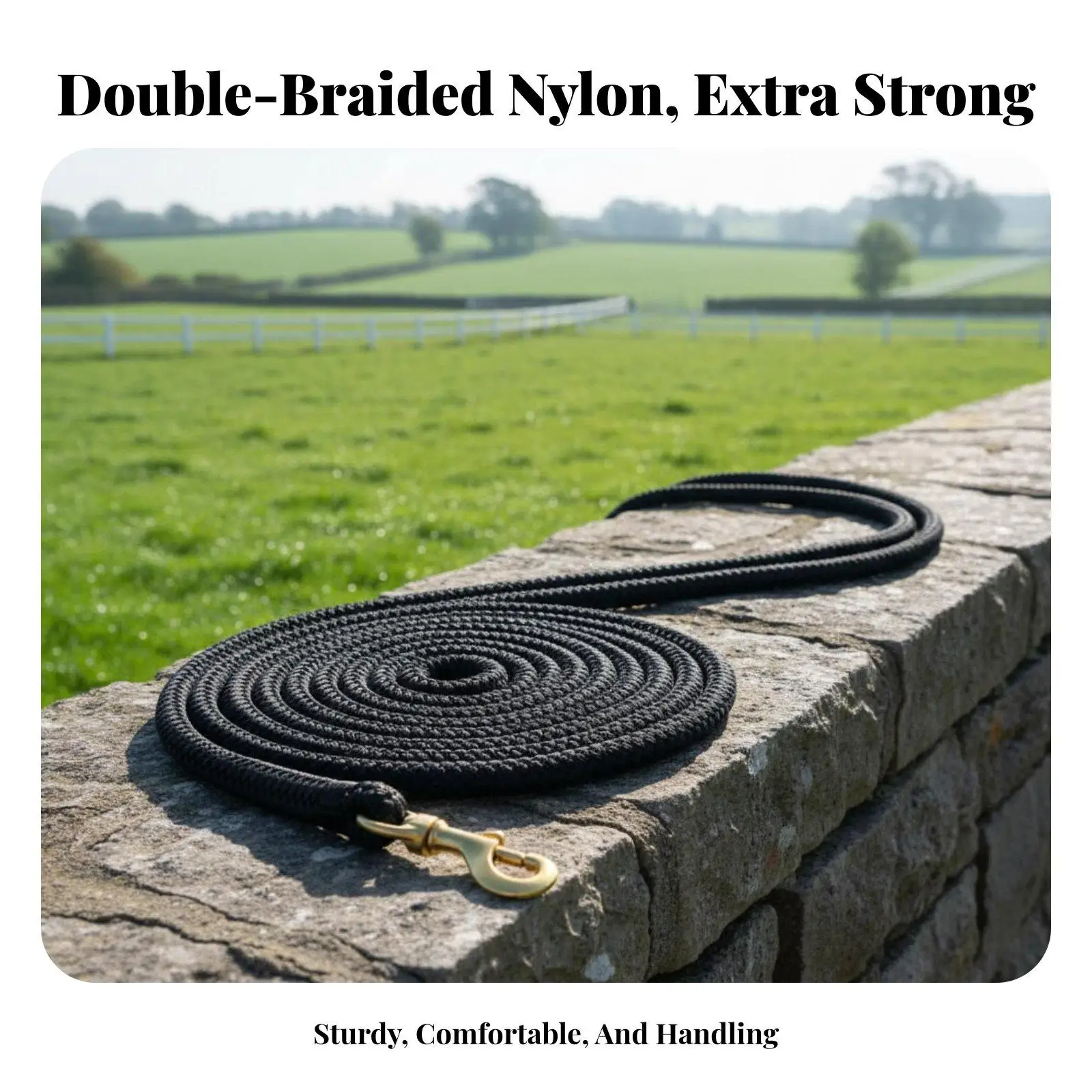Heavy Duty Horse Strap Nylon Lead Rope 4.6m with Comfort Grip Handle