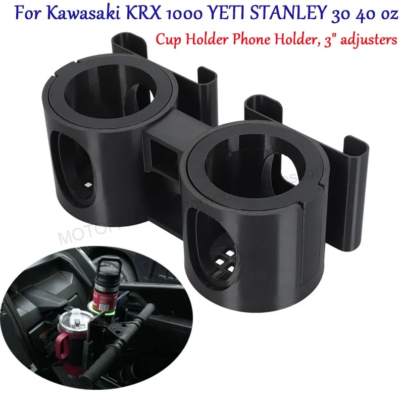 Portavasos con asa de agarre en barra en T y soporte para teléfono para Kawasaki KRX 1000 YETI STANLEY 30 oz 40 oz Yeti, Stanley, Milwaukee, Dewalt