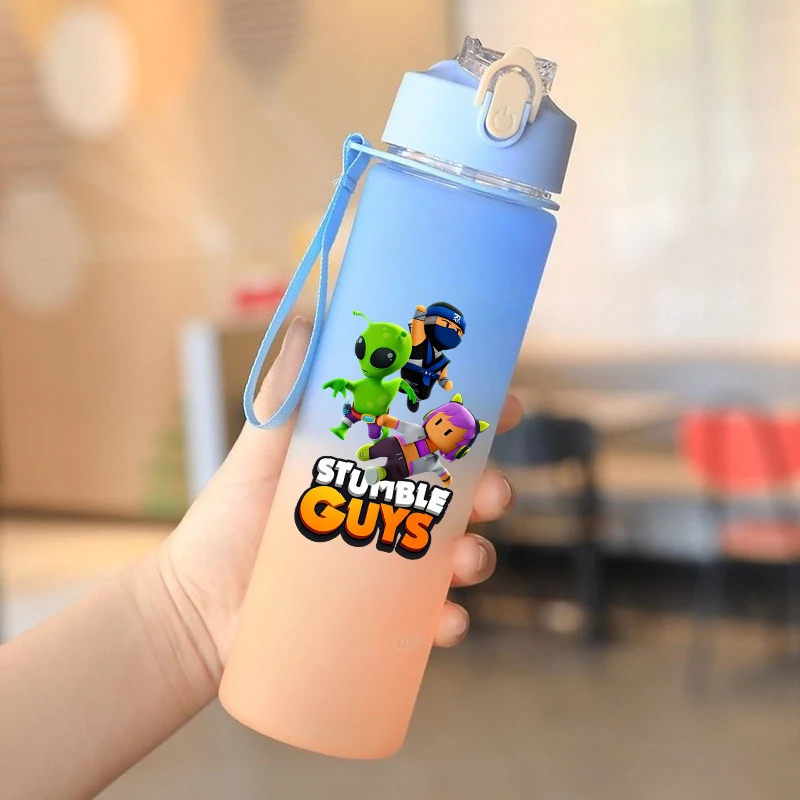 

750ML Stumbles Guys Outdoor Water Bottles Children Gradient Large Capacity Drinking Water Cup Water Cups Game Theme Sport Bottle