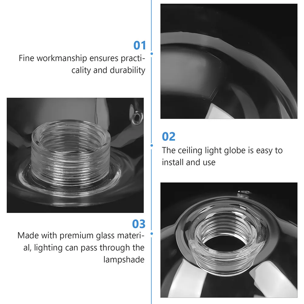 Glass Lampshade Clear Rounded Light Cover Globe Socket Sphere Globes Transparent