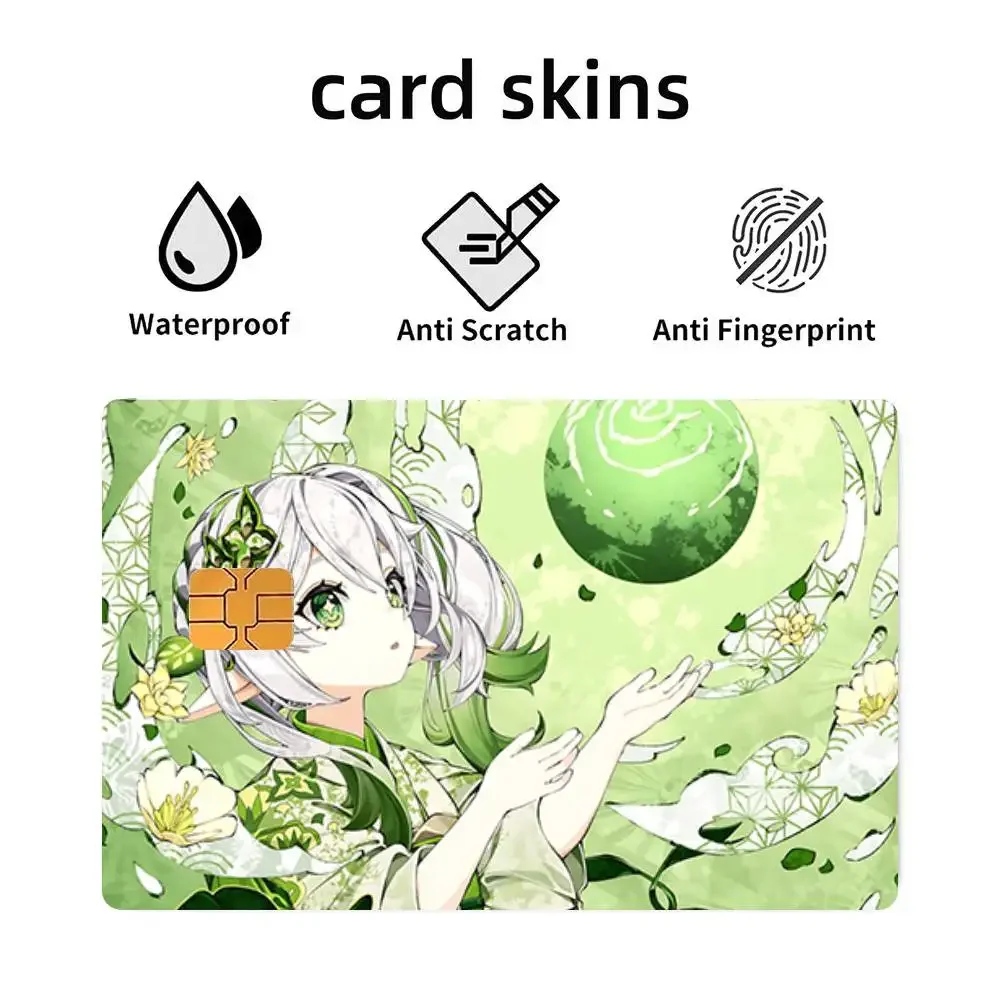 Anime Game Genshin Impact Nahida 4pcs 1Set Funny Shell On Off Ultra Thin No Fade Sticker Skin Cover Film For Debit Credit Card