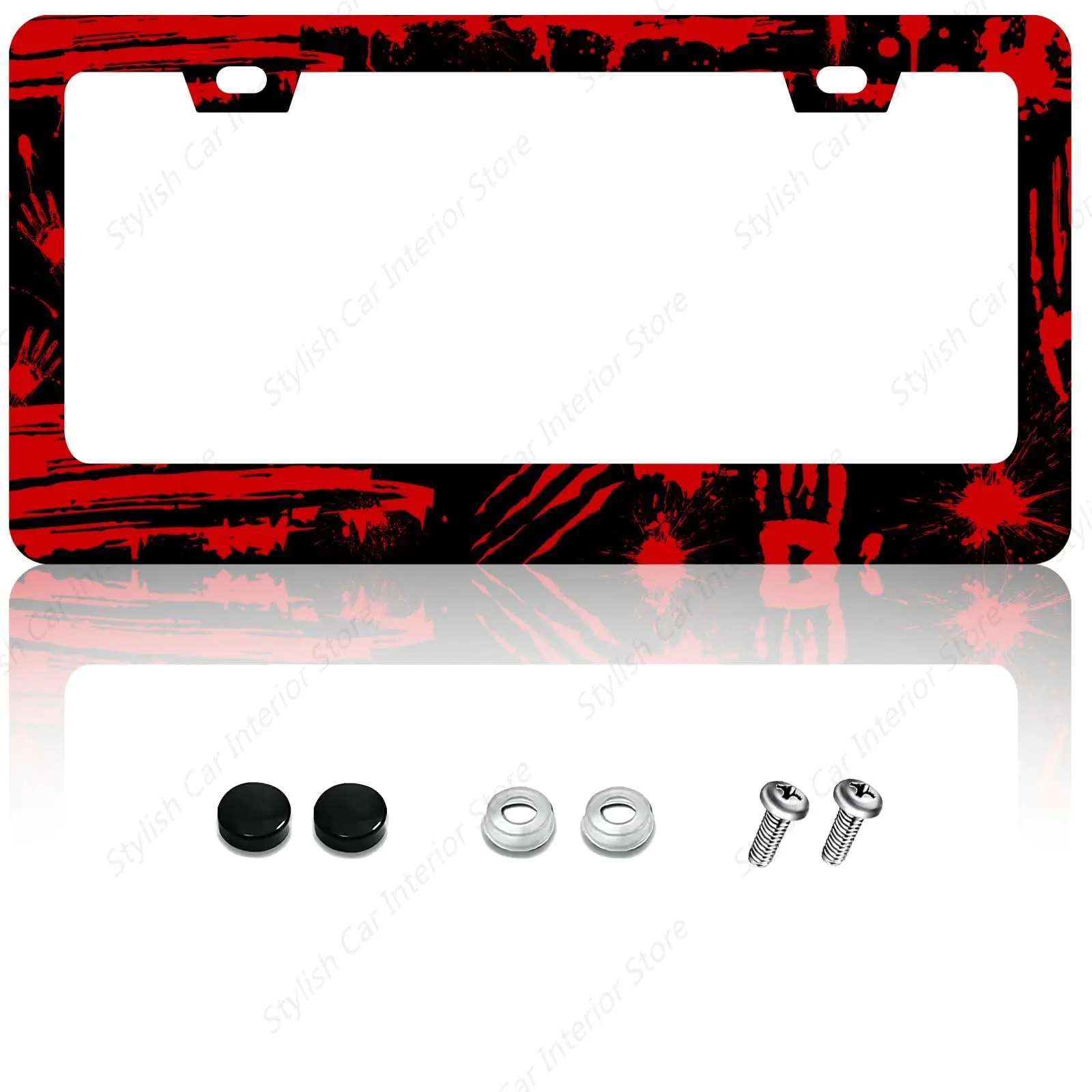 Scarry Blood Splattered License Plate Frame Halloween License Plate Stainless Steel Funny License Plate Holder Men Women