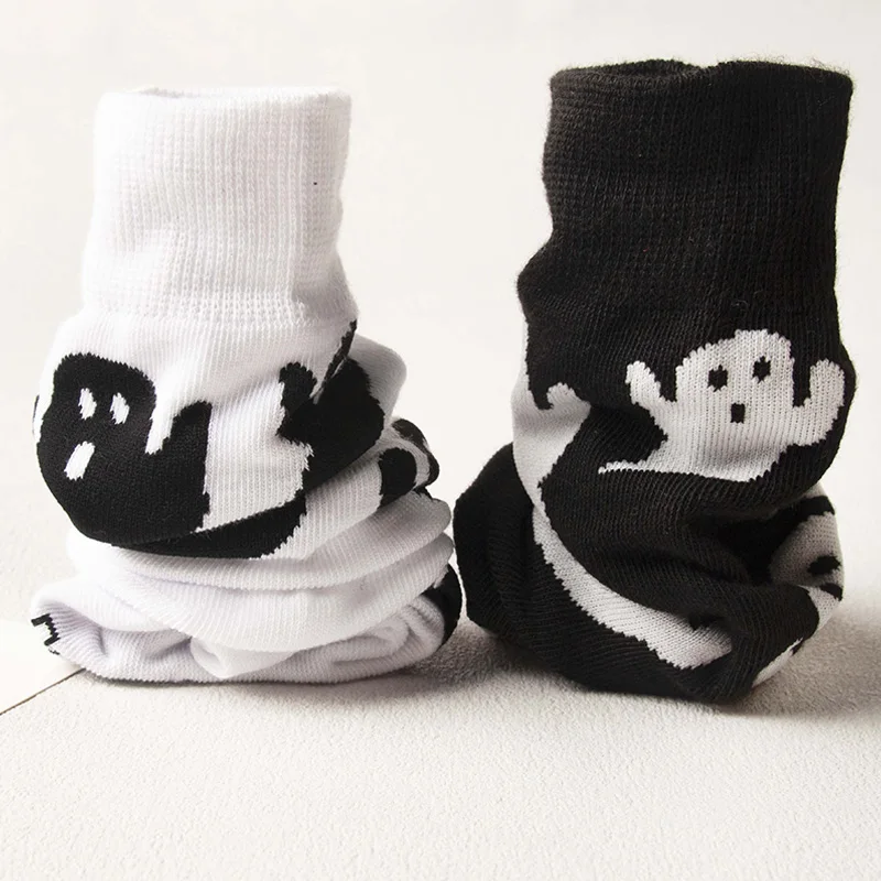 Halloween Ghost Socks Black White Harajuku Mid Tube Warm Sock Women Men Couples Holiday Funny Cosplay Sock Fashion Unisex Gifts