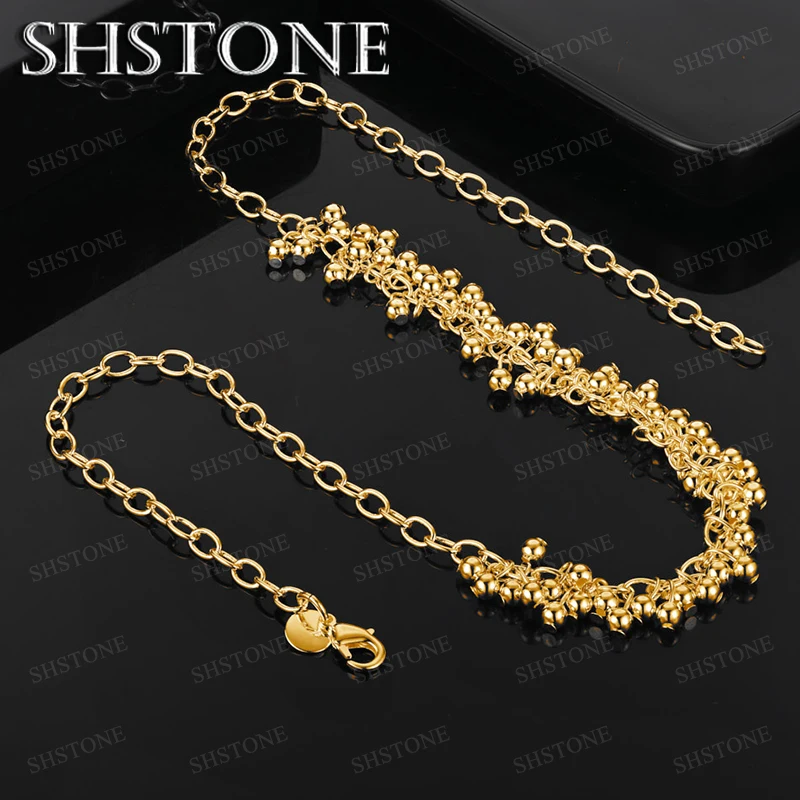 

High-Quality 45cm Chain 18k Gold Smooth Bead Necklace For Women Pretty Classic Charm New Jewelry Wedding Party Gift Accessories