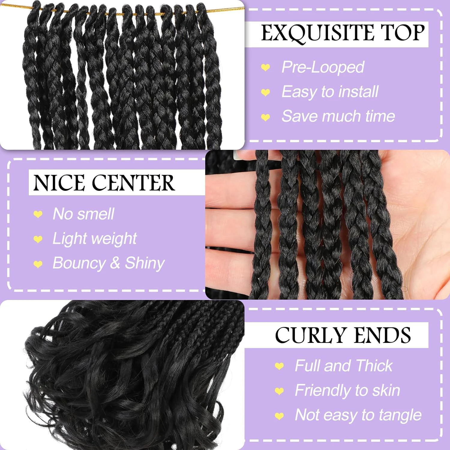 French Curl Crochet Braids 14/18/20/24 Inch Goddess Box Braids Crochet Hair  Pre Looped Crochet Box Braid with Curly Synthetic