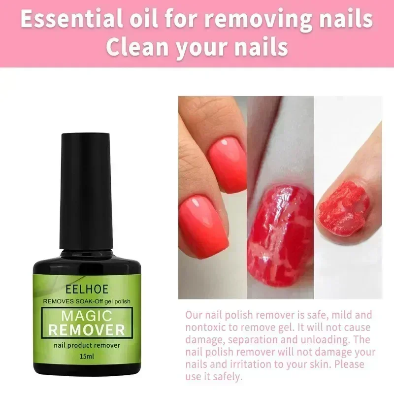 Removedor rápido mágico de esmalte de uñas, removedor de esmalte de Gel UV, removedor de esmalte de uñas semipermanente, 15ml