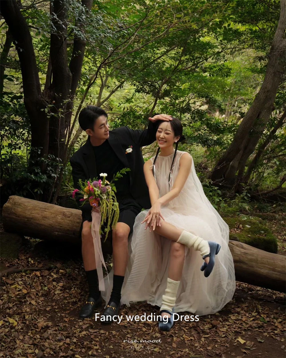 Vestido de novia de tul suave para mujeres embarazadas, vestido de fiesta Formal de Noche, Vestidos de fiesta de graduación, cuello redondo, fantasía de hadas, Corea