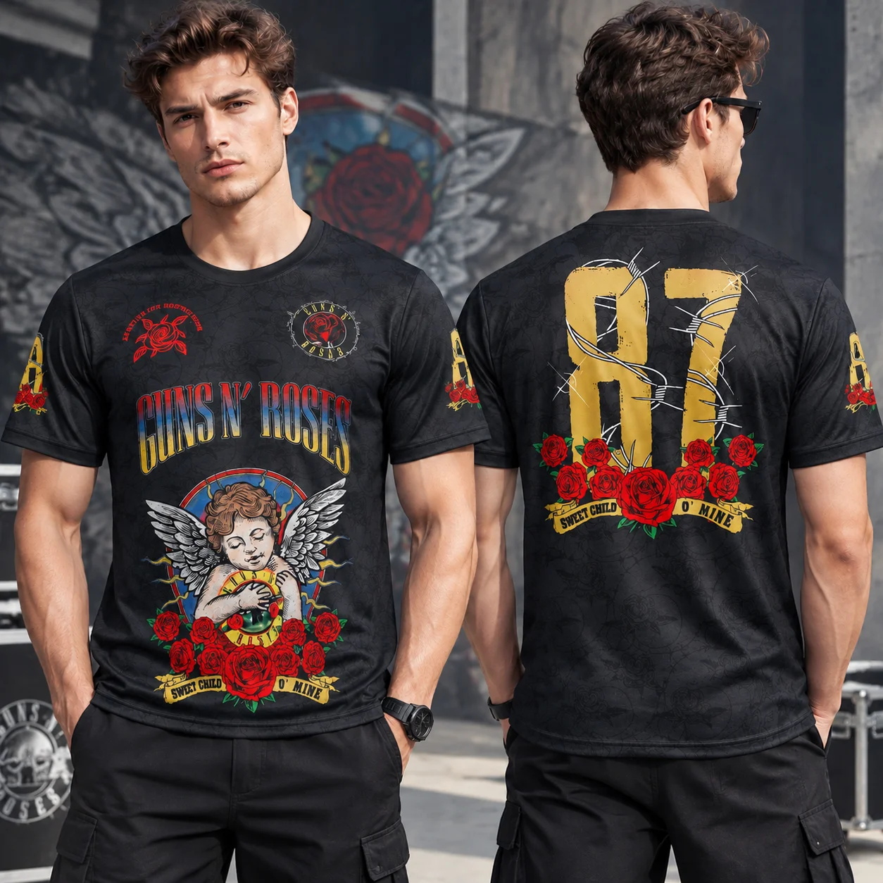 Guns N Roses World Tour Basketball Jersey Men Women Summer Sports Training T-shirt Quick-dry Breathable High Quality Clothing