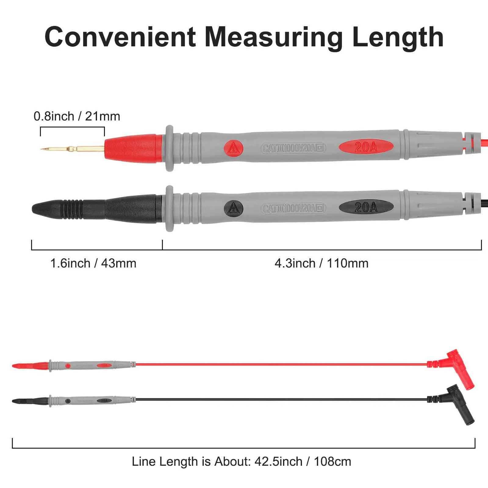 2 Buah Multimeter Lead 1000V 20A Multimeter Test Lead Colokan Pisang untuk Multimeter Digital
