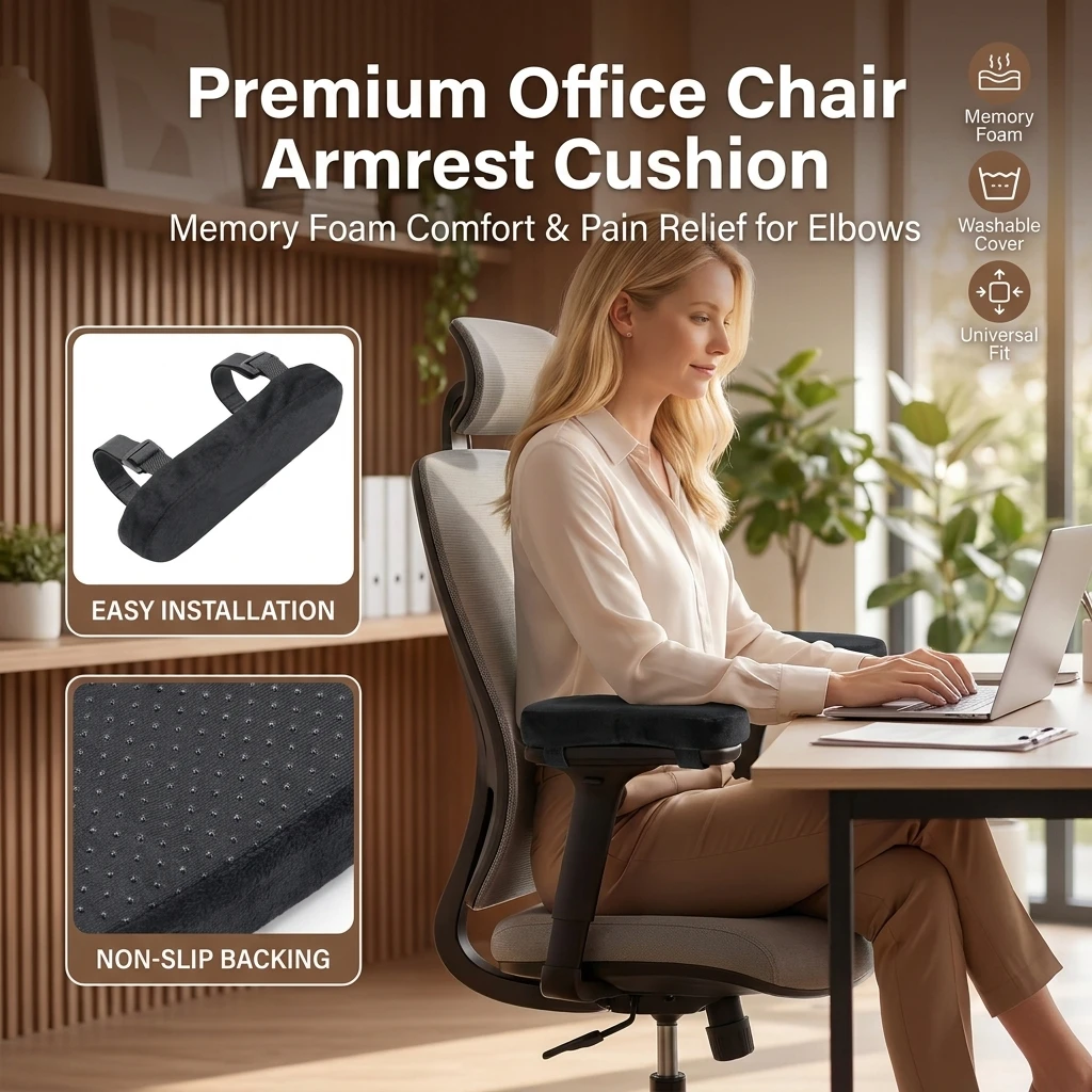 1pc Memory Foam Armrest Pads for Office Chair Elbow Support Cushion for Arm Pressure Relief,Universal Fit Covers for Desk Chairs