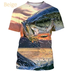 Printed Fish Hunting Pattern Design T-shirt Special T-shirt for Fishing Lovers Funny Animal Fish Printed Shirt Top