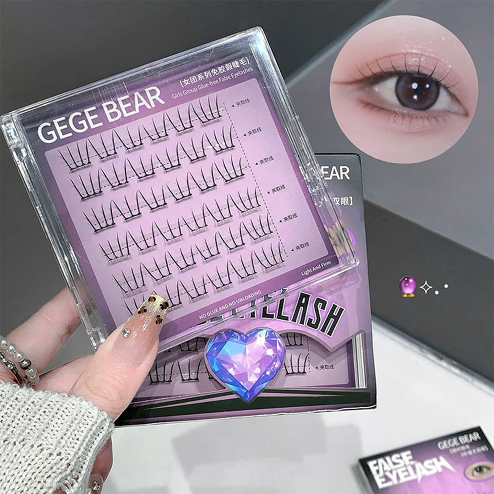 Kein Kleber erforderlich, falsche Wimpernbüschel, C-Locken, Comic-Wimpernverlängerung, dünne, natürliche, dünne Wimpern für Frauen und Mädchen, tägliches Make-up