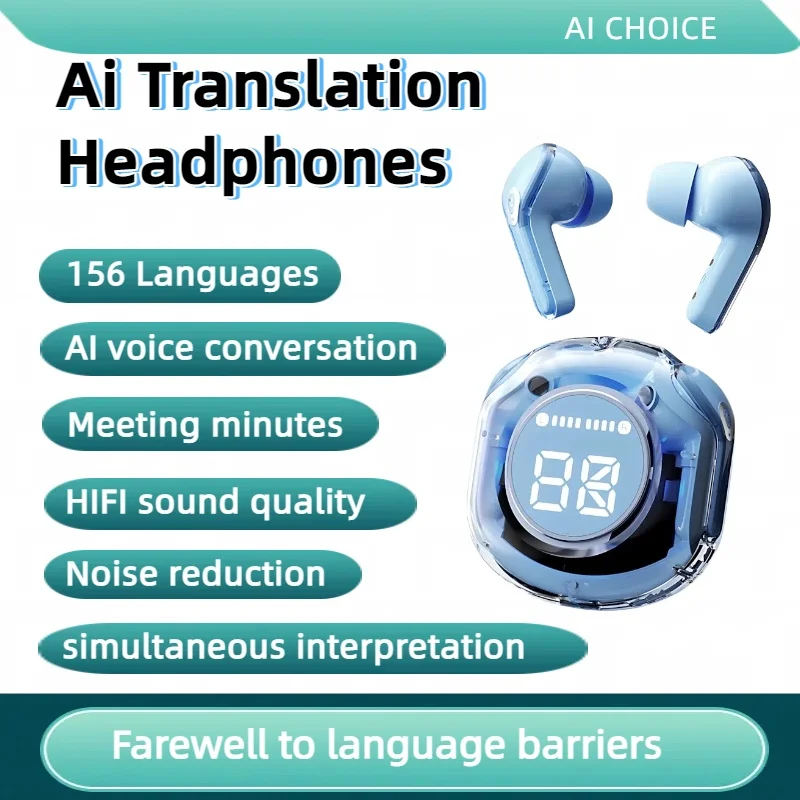 TWS Bluetooth AI Translation Earbuds Real Time Headphones Bluetooth 5.4 156 Languages for Travel Business Learning For iphone