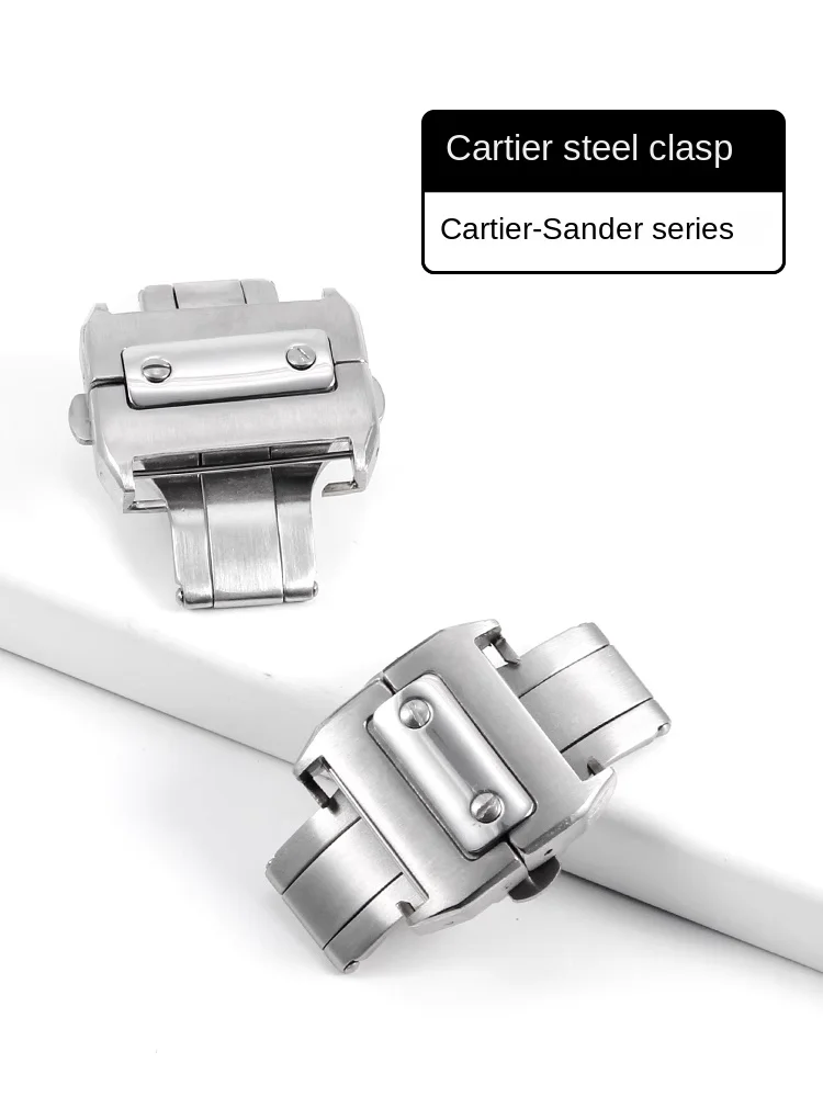 18-21 مللي متر سانتوس سانتوس 100 محول مشبك قابل للطي لكارتييه مشبك مزدوج الضغط على شكل فراشة ثلاثي الجبل