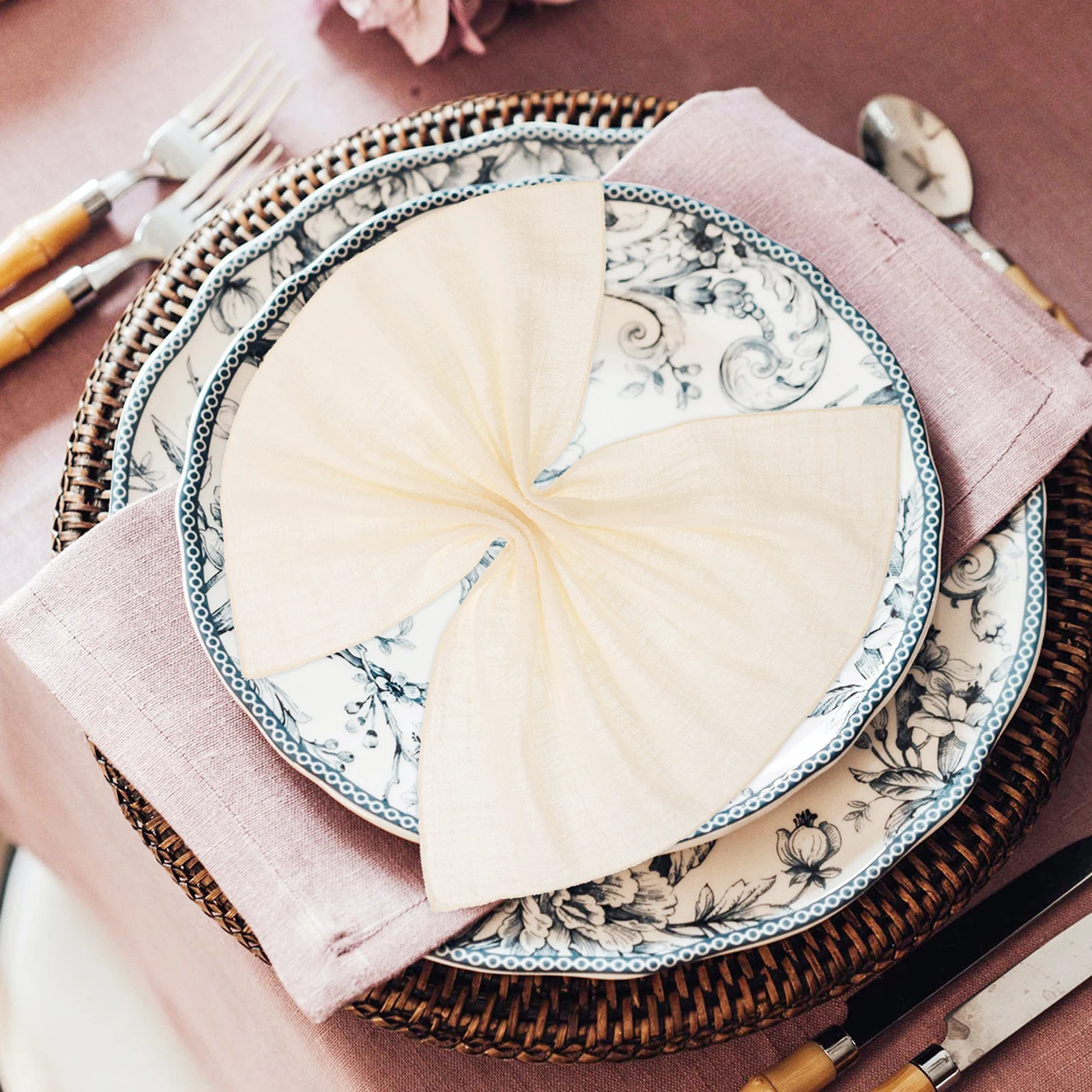 

10pcs Cotton Linen Table Napkins Reusable Washable Dinner Cloth for Weddings Home Restaurant Soft Multipurpose Party