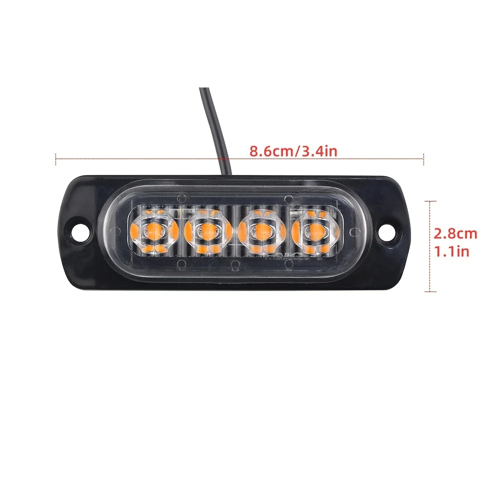 4PCS Amber LED Marker Lights 12V-24V Hardwired Side Lamps 350-500LM for Truck RV Trailer Waterproof Ultra Bright Plate Lighting