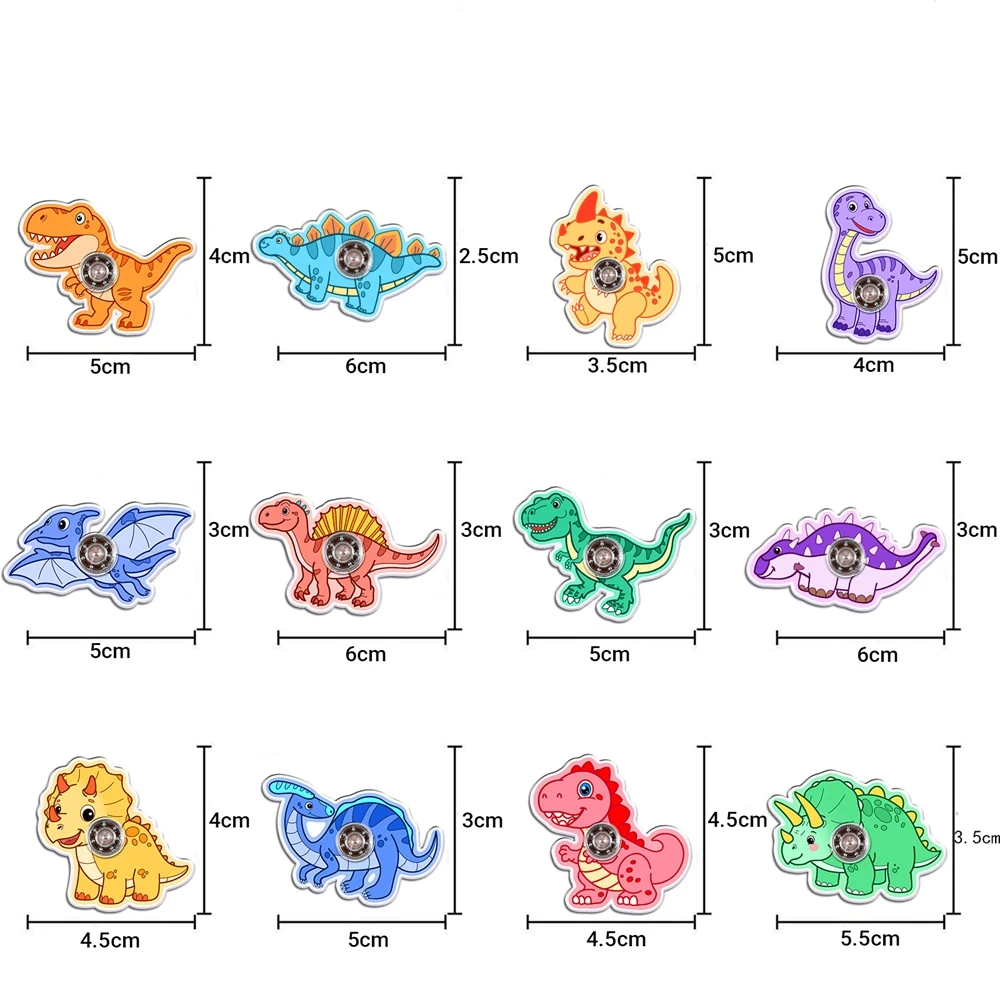 6PCS Dinosaur Party Favors New Acrylic Animal Mini Fidget Spinner Toys Treasure Box Toy