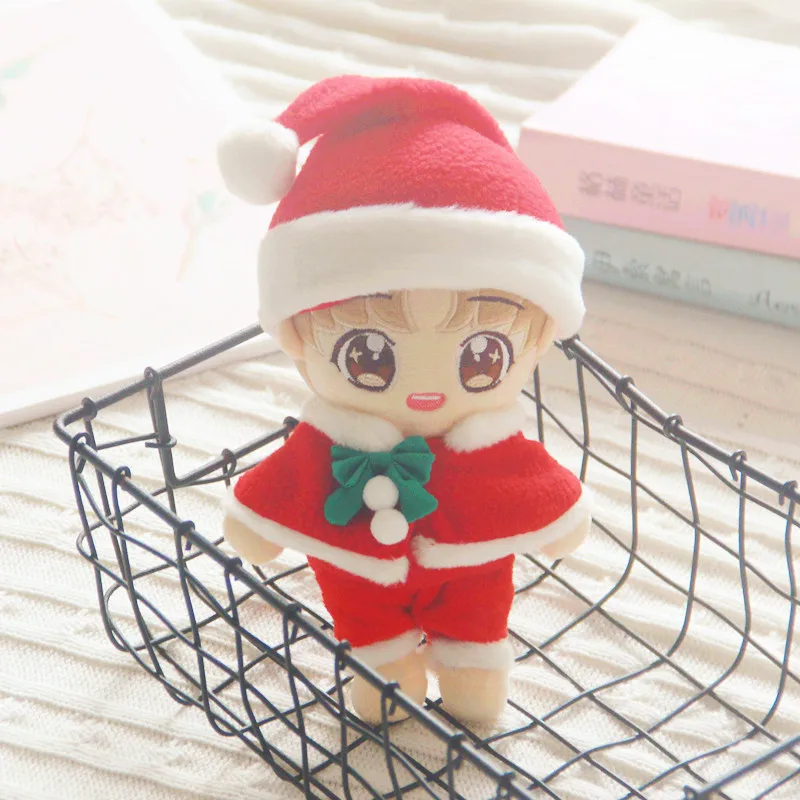 20cm Doll Clothes for Christmas Red Hat Pants Suit Kawaii Soft DIY Doll Customization Clothes Accessory Toys for Xmas Presents