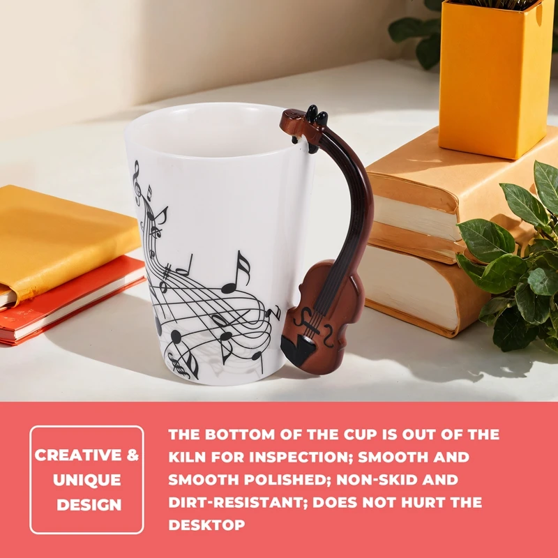 ABZV-Creative Novelty Handle Ceramic Cup Free Spectrum Coffee Milk Tea Cup Personality Mug Unique Musical Instrument Gift Cup