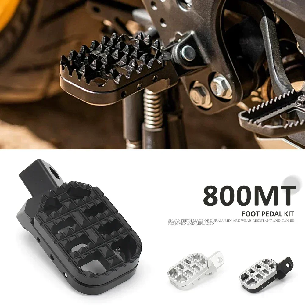 For CF MOTO CFMOTO 800 MT 800MT 800mt 800 Mt Motorcycle Black Silver Foot Pegs Aluminium Footrest Expandable Teeth Pedal Kit