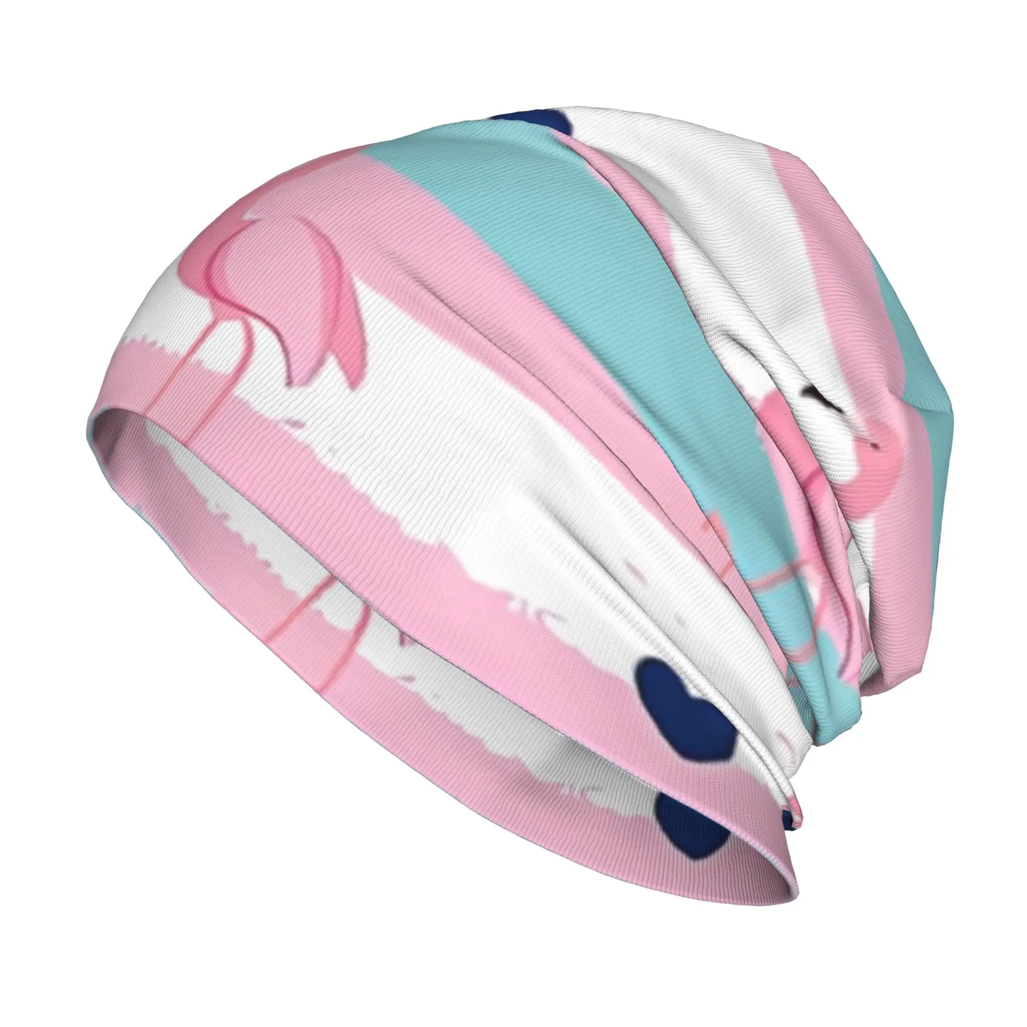 Bonnet Hats Stripes Flamingo Men Women's Thin Hat Pink Blue And Pink Summer Vibe Warm Cap Street Skullies Beanies Caps