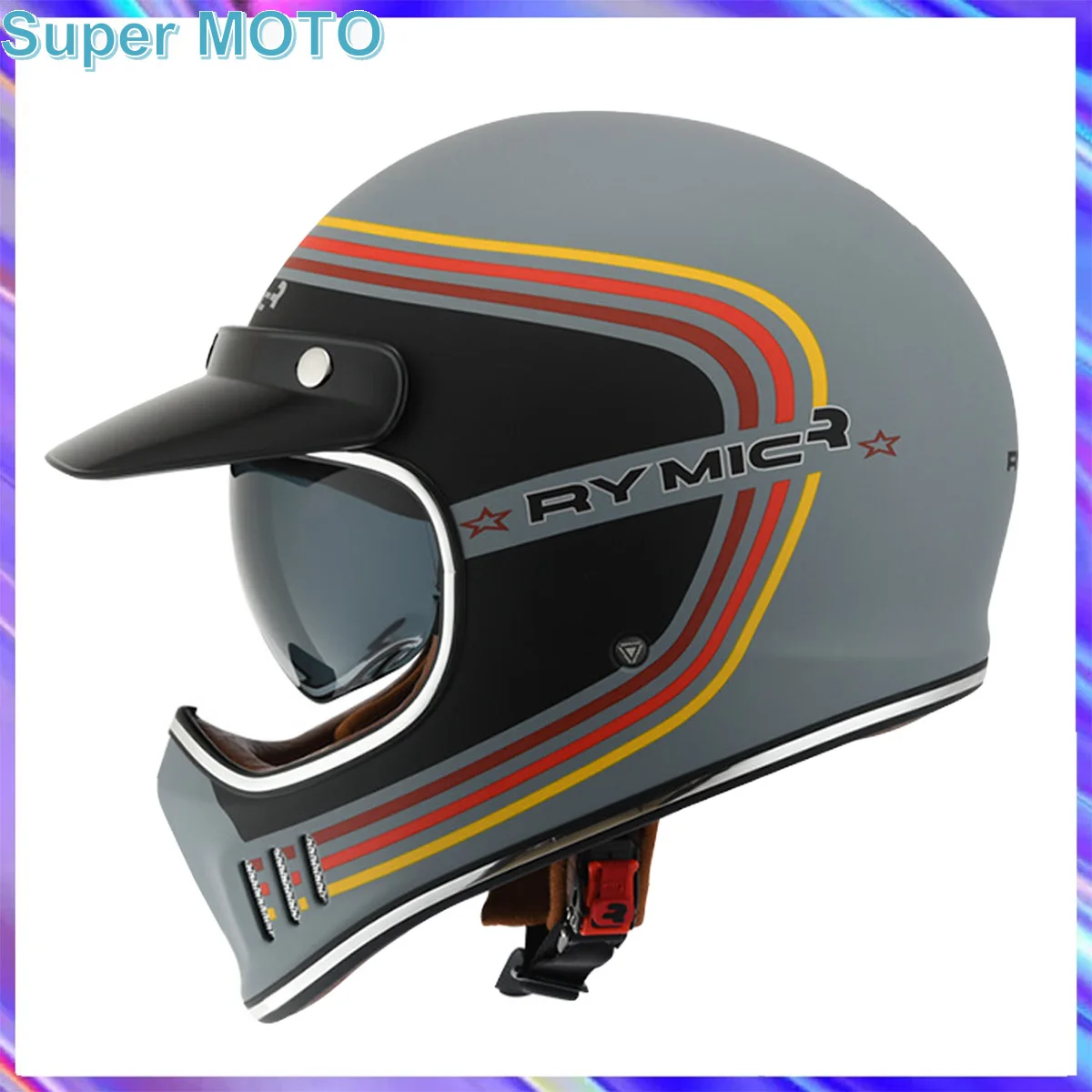 RYMIC Retro Motorcycle Helmet Full Face DOT ECE Certification Helmet Knight Men Locomotive Capacete Street Motobike For Harley