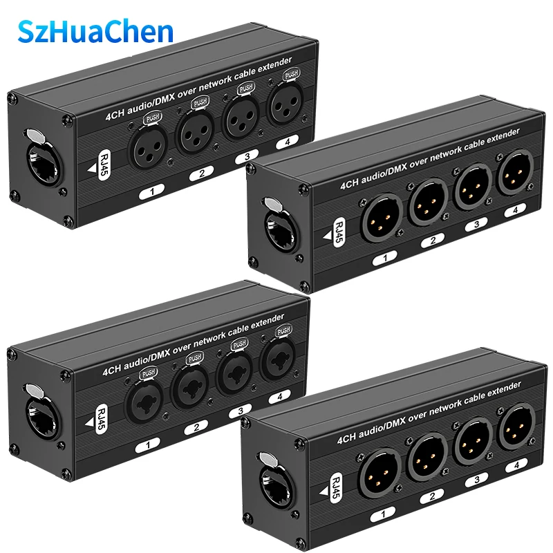 

4-канальный аудиоудлинитель XLR-RJ45 с DMX по Cat5e/Cat6 для сцены, живых выступлений, студий и эквалайзеров