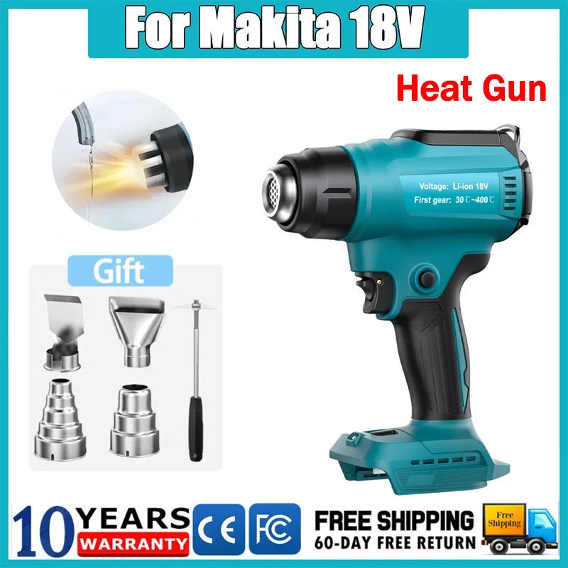 For Makita 18V Battery CordlessHandheld Wireless heating gun Max 990°F Heat Gun 4 Nozzles For Crafts Shrink Tubing,Vinyl Wrap