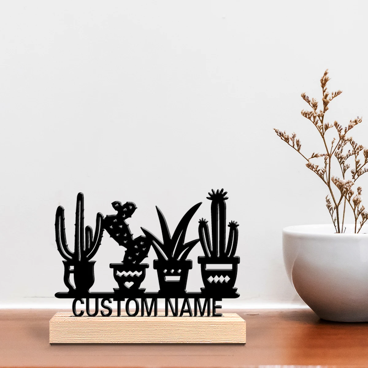 Décoration murale en bois personnalisée en forme de cactus, style bohème éclectique, pour salon, cadeau de décoration pour la maison, 1 pièce