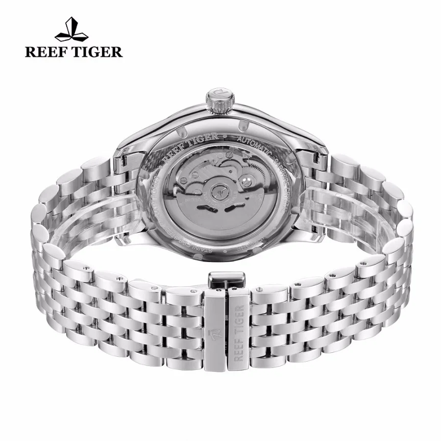 Reef Tiger For Mens Watch Automatic Male Business WristWatch Japan NH35 Mechanical Movement Sapphire Crystal Diamond Steel Clock