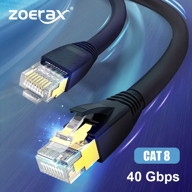 ZoeRax Cat8 Ethernet Cable STTP 40Gbps 2000MHz Cat 8 RJ45 Network Lan Patch Cord for Router Modem Internet RJ 45 Ethernet Cable