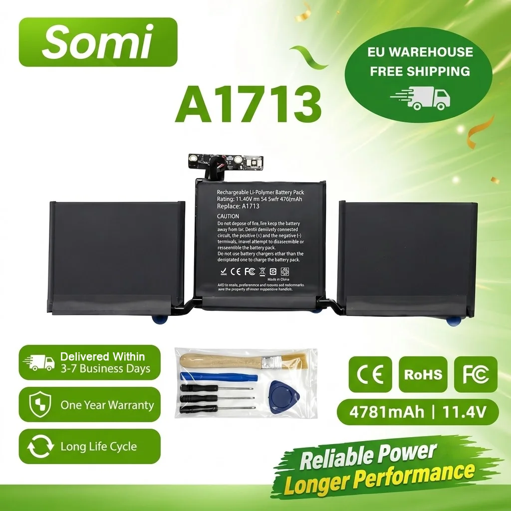 A1713 Laptop-Akku for Apple MacBook Pro 13'' A1708 2016 Mitte 2017 EMC 2978 EMC 3164 MLL42LL 020-00946 Batteria with tools