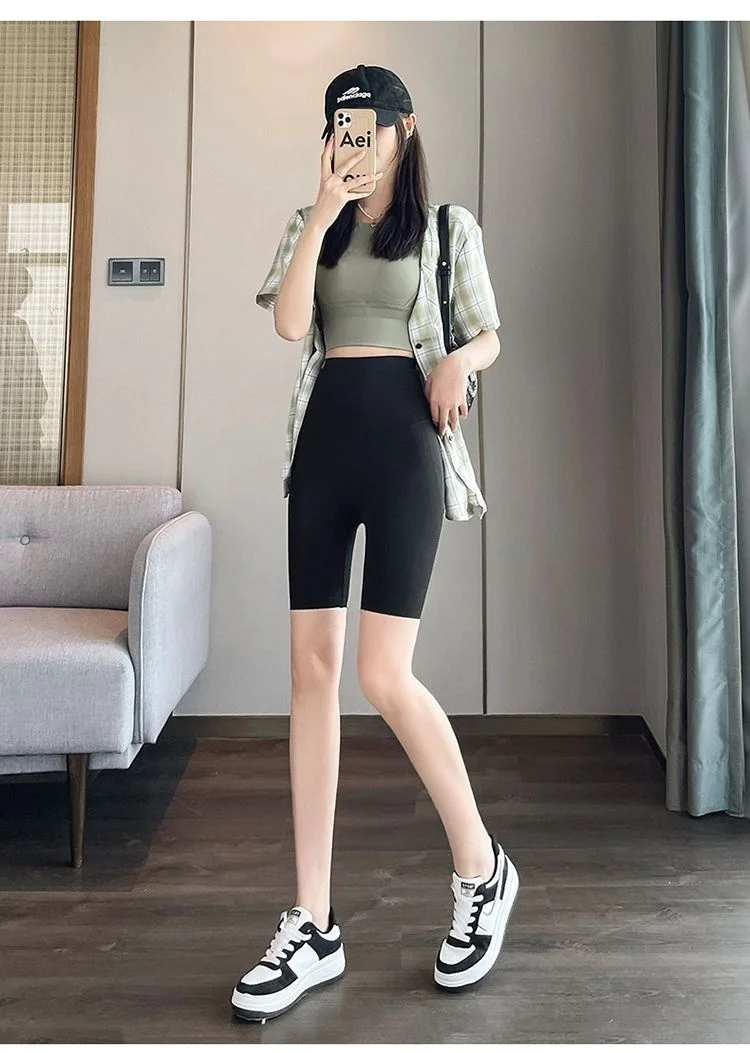 

Yoga Shorts Comfort Women Print Detail Solid Fashion Fabric Workout Side Quick-Dry Athletic Gym White Lifting Tight-Fit Pockets