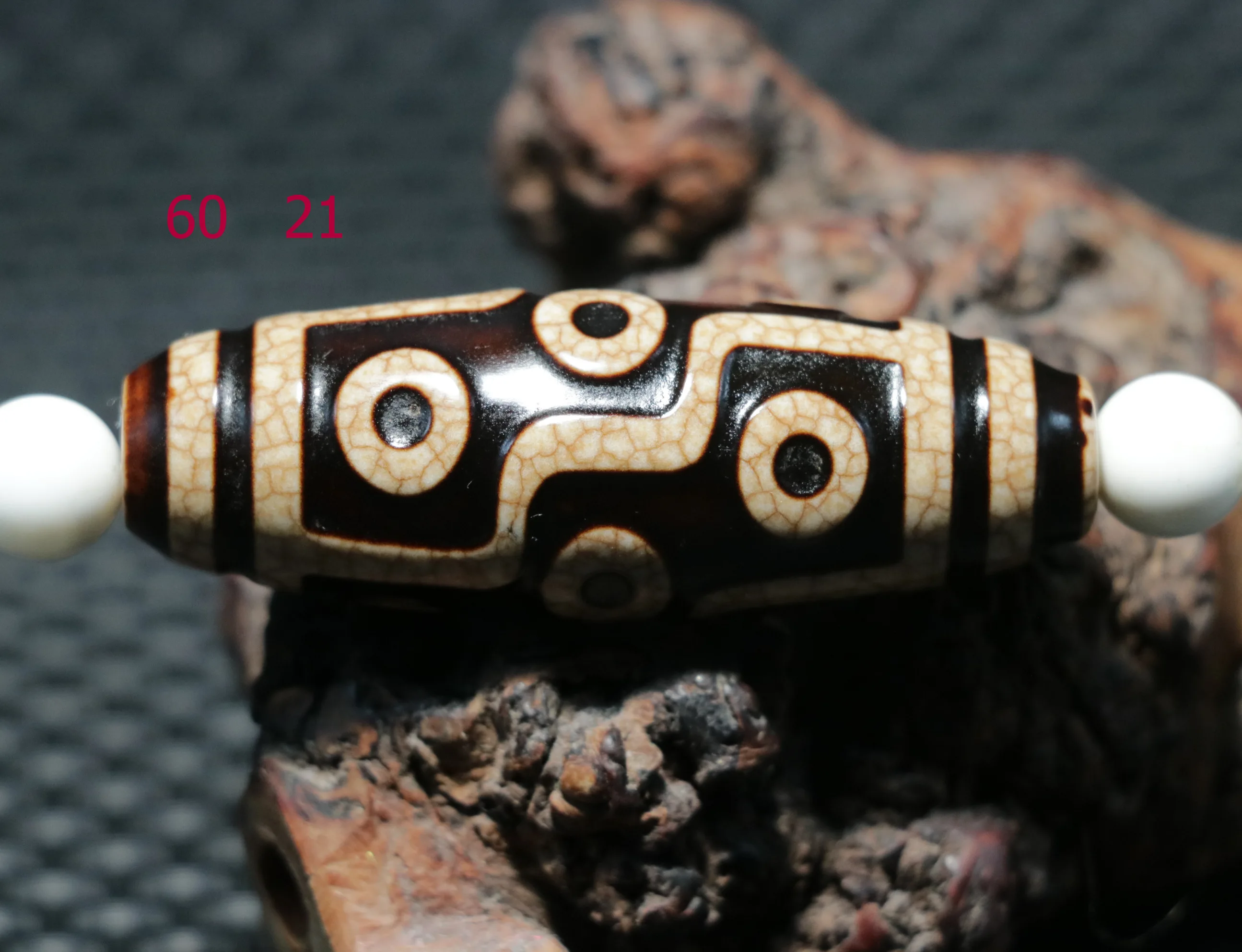 Magic Energy Tibetan Top old Agate Fold Line 9 Eyed Totem dZi Bead Large Pendant Talisman Timestown Top