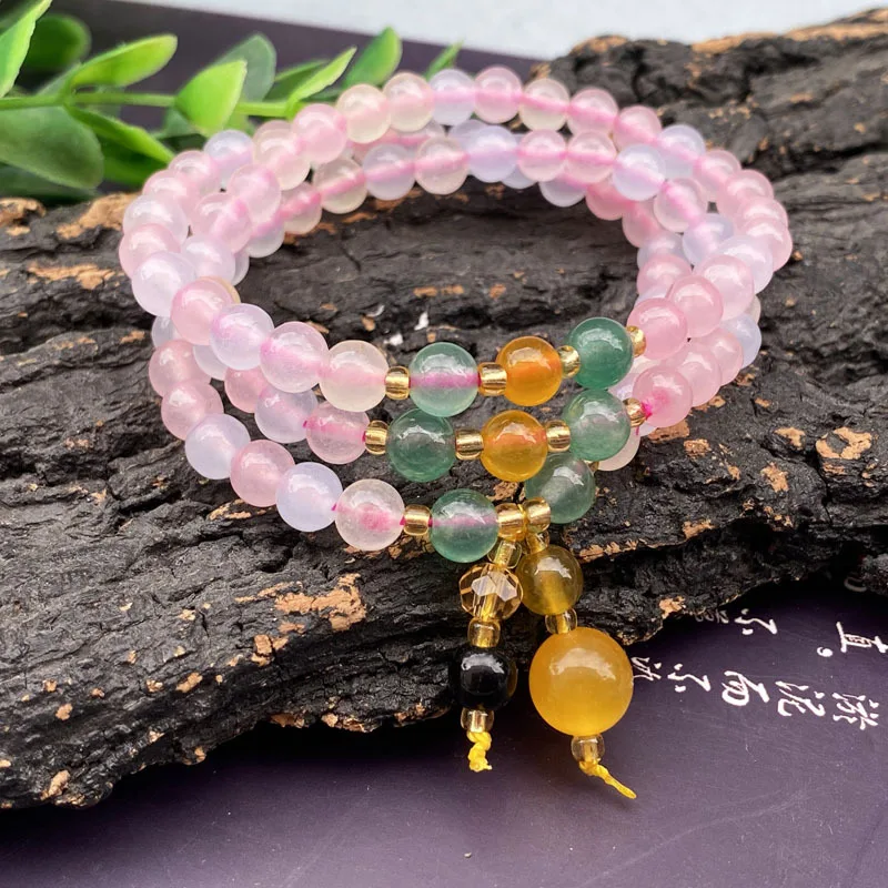 Morgan Stone Bracelet Necklace Colorful Round Beads Quartzite Jade Pagoda Chain Mother's Chain Women's Small Fresh