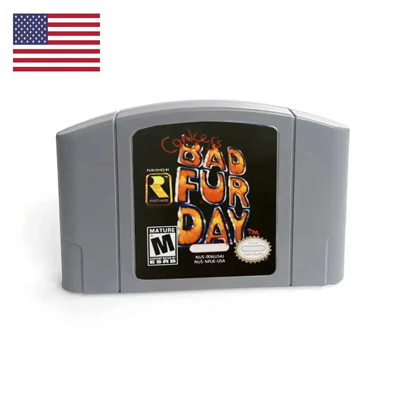 USA NTSC Version English Conker's Bad Fur Day Retro Video Game Consoles  N64 64bit Game Cartridge for N64