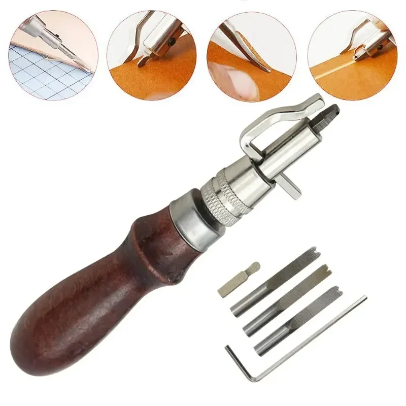 7 in 1 Pro Leather Craft Groover Crease Leather Stitching Tool Edge Press Kit Adjustable Stitching Leatherworking Sewing Tools