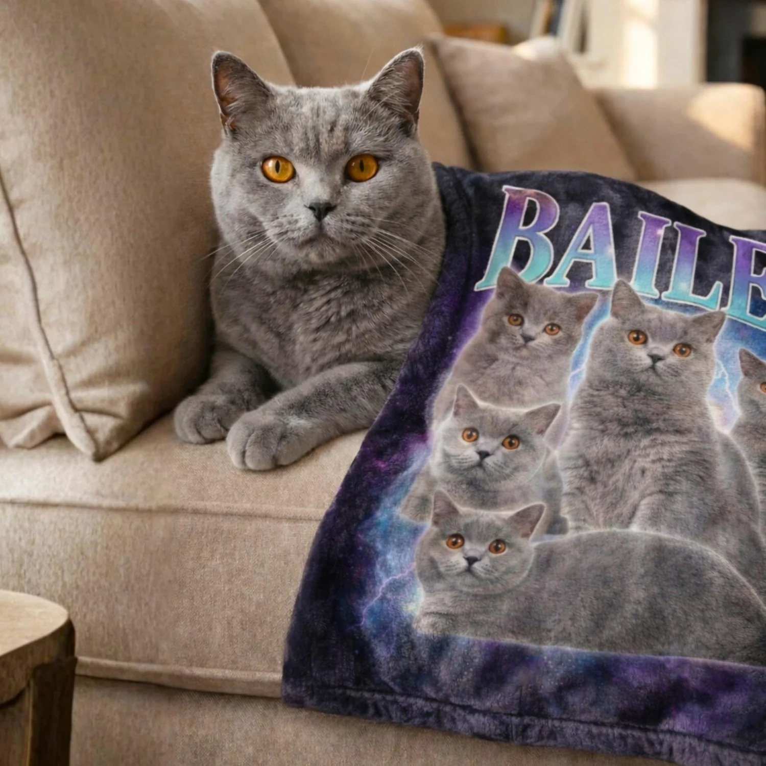 1pc Pet Photo Blanket,Bootleg 80s 90s Rap Style Dog or Cat Blanket, Funny Pet Lover Gift, Retro Fleece Pet Gift