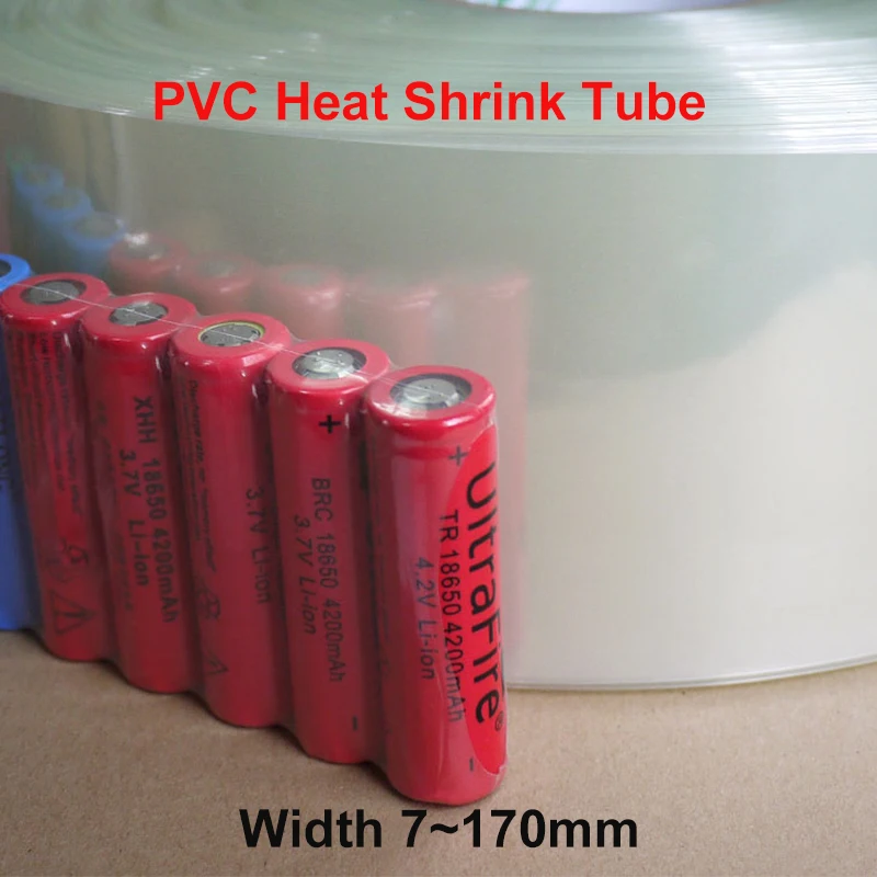 

2/5/10/20M Transparent PVC Heat Shrink Tube Pack Dia 7~170mm Insulated Film Case Shinkable Cable Sleeve Protector Battery Wrap