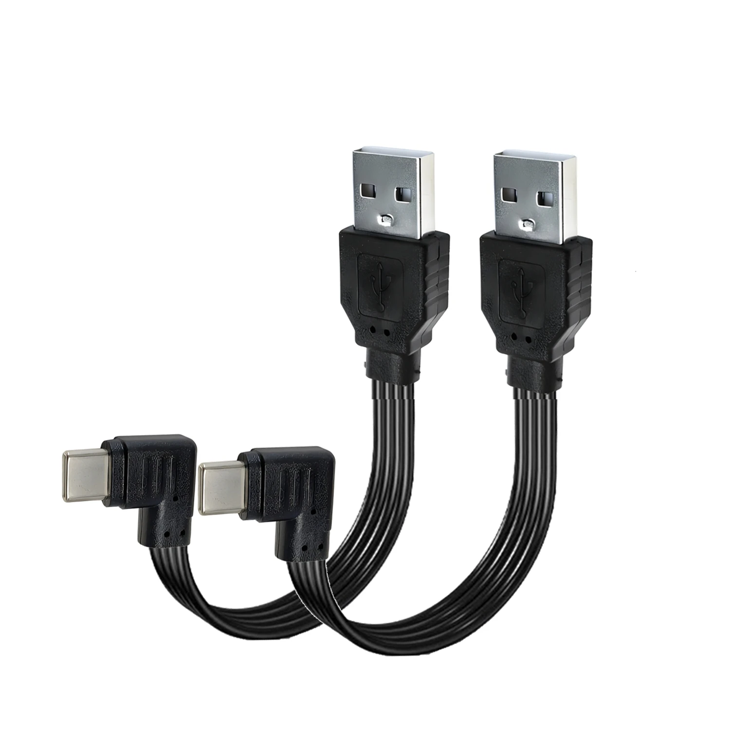 10CM-50CM double sided plug type c data cable Android super flat soft double elbow mobile game tpc c charger short line